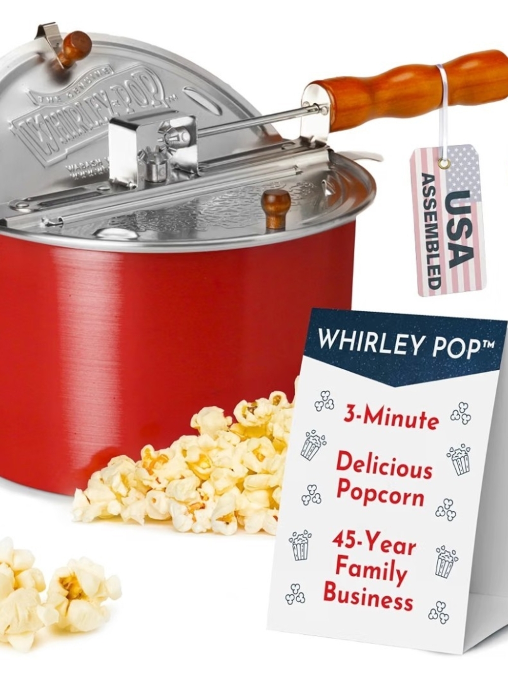 Whirley-Pop Classic Popcorn Popper in Red - Authentic by Wabash Valley Farms NIB